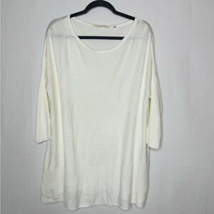 Soft Surroundings White Circle Print Detail Knit Lightweight Sweater Coastal